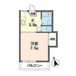 シティ中島丁B 1Kの間取図画像