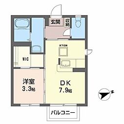 エクセル・2 1DKの間取図画像