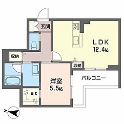 アトリエール北六番丁 3階1LDKの間取り