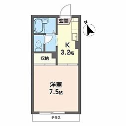 アップル・コート1 1Kの間取図画像