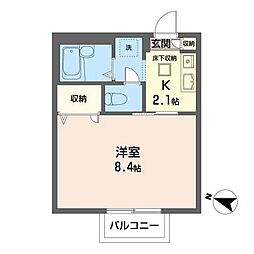 ハーモニィ台原 1Kの間取図画像
