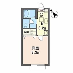 ボヌール 1Kの間取図画像