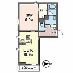 ブルグ台原 1LDKの間取図画像