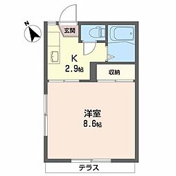 メイプルハウス 1階1Kの間取り