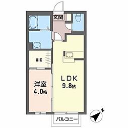 シャロームＭ 2階1LDKの間取り