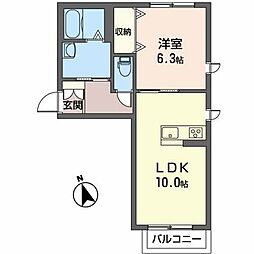 リッシュメゾン 2階1LDKの間取り