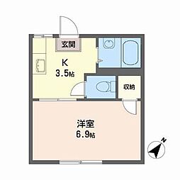 ラフォーレハイツ 2階1Kの間取り