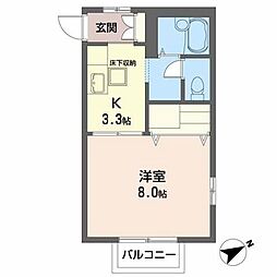 クレール北山 1Kの間取図画像