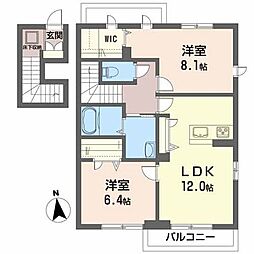 シャーメゾン下原 2LDKの間取図画像
