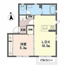 シャーメゾングレイス 2階1LDKの間取り