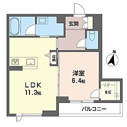 シャーメゾン定禅寺 1LDKの間取図画像