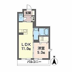 グランドメゾングリーンヒル 3階1LDKの間取り