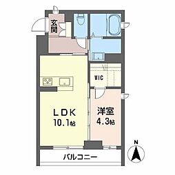 エスポワール宮千代 1LDKの間取図画像