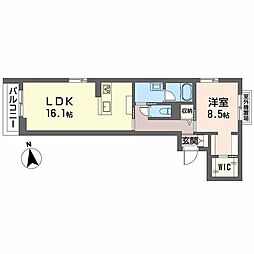 ロッシェ榴岡 1LDKの間取図画像