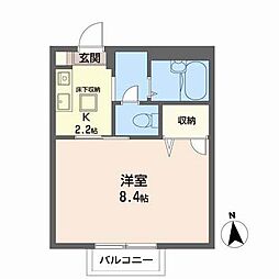 フレグランス目黒 1Kの間取図画像