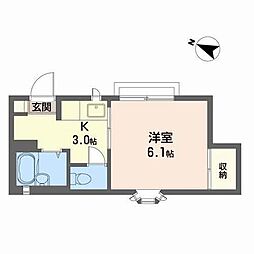 コートヴィレッジ原町 2階1Kの間取り