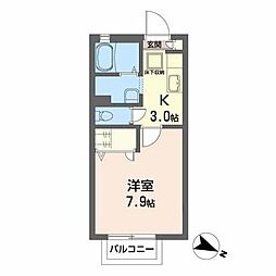 カーサ原町 1階1Kの間取り