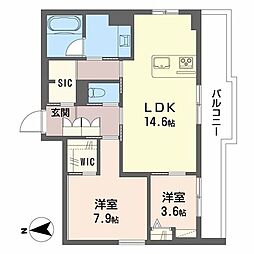 ヴィレッタ鉄砲町 4階2LDKの間取り