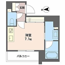 ヴィレッタ鉄砲町 4階ワンルームの間取り