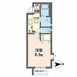 フラッツ八幡 1Kの間取図画像