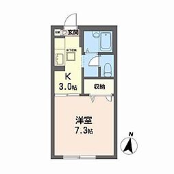 ジュネス柏木 1Kの間取図画像