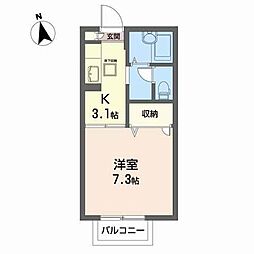 エスポアール・メイビ 1Kの間取図画像