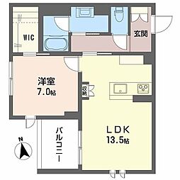 クレアール土樋 1LDKの間取図画像