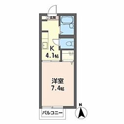 グランメール青葉 1Kの間取図画像