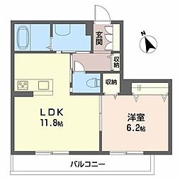 ヴィラレント土樋 1LDKの間取図画像
