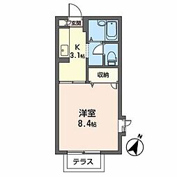 プリマヴェーラ 1Kの間取図画像