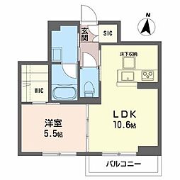 エスポワール大和町 1LDKの間取図画像