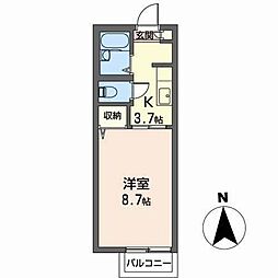 ブッシュ・クローバー 1Kの間取図画像