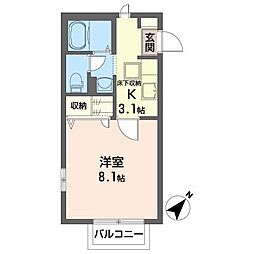 イースト・I 1階1Kの間取り