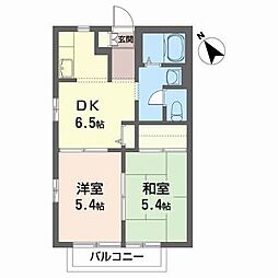 ファミーユ燕沢 2階2DKの間取り