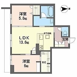 グリスィーヌ 1階2LDKの間取り