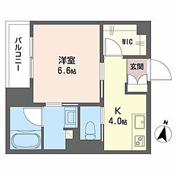 カノープス 1Kの間取図画像