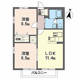 レトウワール 1階2LDKの間取り