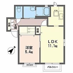 グローバル西多賀B 1LDKの間取図画像