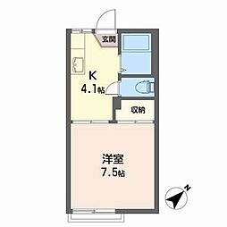 コーポめぐみ 1Kの間取図画像
