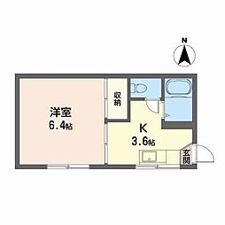 メゾンノエル 1Kの間取図画像
