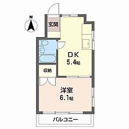 ジュピター五橋 3階1DKの間取り