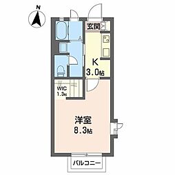 レジデンスＲＯ 2階1Kの間取り