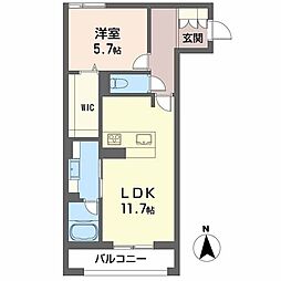ラピス連坊 101 1階1LDKの間取り