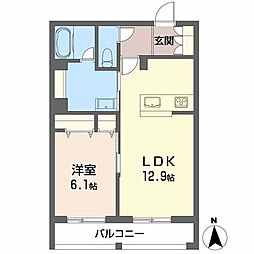 ラピス連坊 202 2階1LDKの間取り