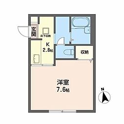 グランコートK 1Kの間取図画像
