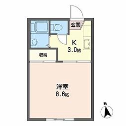 ハイツ・ＫＥＮ 2階1Kの間取り