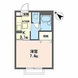 マーメゾンB 1Kの間取図画像