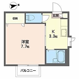 マーメゾンA 1Kの間取図画像