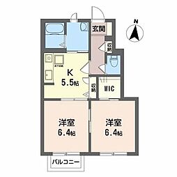 ディアス　泉 1階2Kの間取り
