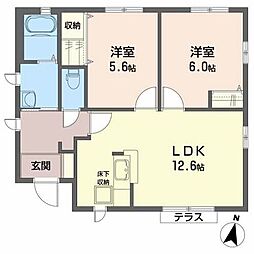 ソレアードＫ−III 2LDKの間取り